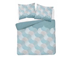Flanellen Dekbedovertrek Set 140x200 Geometrisch Blauw Dik 160g