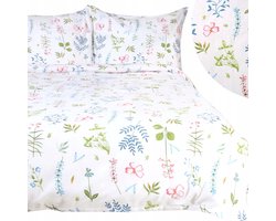 Flanellen Dekbedovertrek Set 160x200cm Kleurrijke Bloemen