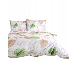 Flanellen Dekbedovertrek Set 180x200 cm - Zachte Katoen met Bladmotief