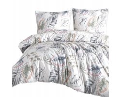 Flanellen dekbedovertrekset 220x200cm met bladmotief