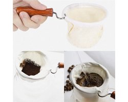 Flanellen Doek Koffiefilter - Herbruikbaar Koffie Accessoire - Handgemaakt - Metaal