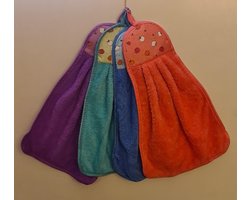 Flanellen Handdoekjes - in 4 kleuren; rose,groen,blauw en paars