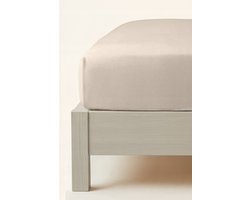 Flanellen hoeslaken met elastiek, katoen, beige, 90x200+30cm