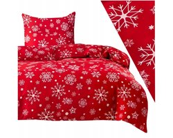 Flanellen Kerst Dekbedovertrek Set 140x200cm - Zacht & Warm
