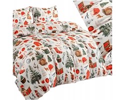 Flanellen Kerst Dekbedovertrek Set 160x200cm - Zacht & Warm