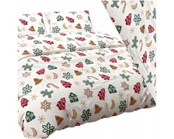 Flanellen Kerst Dekbedovertrek Set 160x200cm - Zacht & Warm