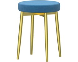 Flanellen Krukje - Decoratief Zitje - Make-up Zitten - Handgelast Frame - 29x29x46CM - Groen