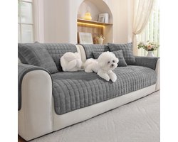 Flanellen Sofa Cover voor 1/2/3/4-zitsbanken, Antislip Hoes, Zacht en Comfortabel, Geschikt voor Chaise Lounge en Meubelhoezen (Donkergrijs, 70x150cm)