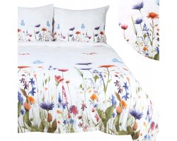 Flanelove Dekbedovertrek 180x200cm - Zacht Katoen, Bloemen & Vlinders