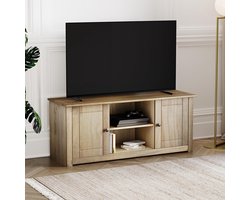 Flat Screen TV Unit met Opbergruimte - Compact en Elegant Design in Massief Grenenhout - 120 x 40 x 50 cm