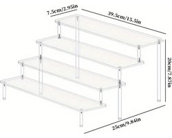Flavers - make up organizer ,40 cm display riser rek, 4-traps acryl riser displaystandaard ,transparante acryl organizer, tafelrek voor make-uptafel, cupcake, parfum, skincare, cosmetica, sieradenstandaard, display standaard, presentatie standaard,