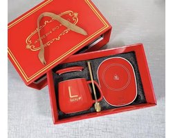 Flavers - mug warmer - warmhoudplaat - mug warmer rood - cup warmer - verwarmde onderzetter - mok warmer - Verwarmde Mok - cup warmer usb - koffie warmer - warmhouders - mug warmer set - kopje, mugwarmer en lepel - gift set