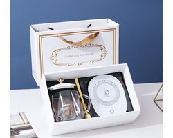 Flavers - Mug warmer - warmhoudplaat - mug warmer Wit - Transparant - gift set - cup warmer - Glas - verwarmde onderzetter - mok warmer - cup warmer usb - koffie warmer - warmhouders - mug warmer set - kopje, mugwarmer en lepel - Cadeau