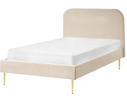 FLAYAT - Eenpersoonsbed - Lichtbeige - 120 x 200 cm - Fluweel