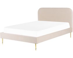 FLAYAT - Tweepersoonsbed - Lichtbeige - 140 x 200 cm - Fluweel