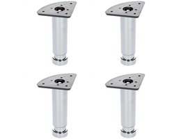 FLE - Budget meubelpoot verstelbaar chroom rond Ø 3,5 cm en hoogte 12 cm van kunststof - 4 stuks