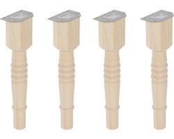 FLE - Landelijke meubelpoot rond Ø 7 cm en hoogte 42 cm van massief hout - 4 stuks