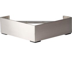 FLE - Massief stalen meubelpoot rvs look vierkant 20 bij 20 cm en hoogte 6,5 cm (koker 20 x 20 cm)