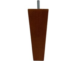 FLE - Meubelpoot bruin taps 5,5 bij 5,5 cm en hoogte 16 cm van massief hout (M8)