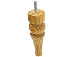 FLE - Meubelpoot grenen rond Ø 4,4 cm en hoogte 15 cm van massief hout (M8)
