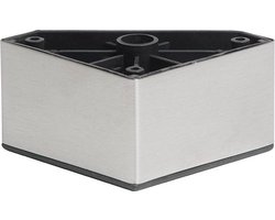 FLE - Meubelpoot rvs look vierkant 8 bij 8 cm en hoogte 5 cm van kunststof