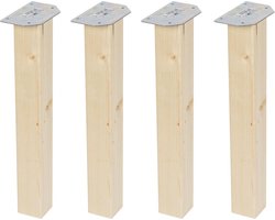 FLE - Meubelpoot vierkant 5,5 bij 5,5 cm en hoogte 42 cm van massief hout - 4 stuks