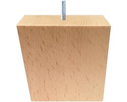 FLE - Meubelpoot vierkant 8,5 bij 5 cm en hoogte 8 cm van massief hout (M8)