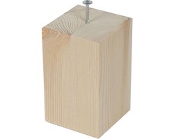 FLE - Meubelpoot vierkant 9 bij 9 cm en hoogte 15 cm van massief hout, 9 x 9 cm