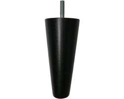 FLE - Meubelpoot zwart conisch 5,5 bij 5,5 cm en hoogte 12 cm van massief hout (M8)
