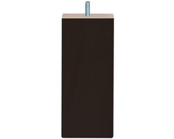 FLE - Meubelpoot zwart vierkant 7 bij 7 cm en hoogte 16 cm van massief hout (M8)