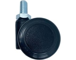 FLE - Meubelwiel zwart rond Ø 3,5 cm en hoogte 3,5 cm van massief kunststof (M8) - 4 stuks