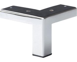 FLE - Stalen hoek meubelpoot chroom vierkant 10 bij 2,5 cm en hoogte 7 cm (koker 2,5 x 2,5 cm)