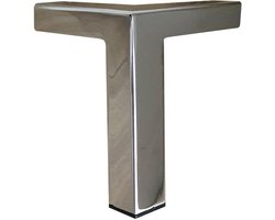 FLE - Stalen meubelpoot chroom hoek 9,5 bij 9,5 cm en hoogte 12 cm (koker 2,5 x 2,5 cm)
