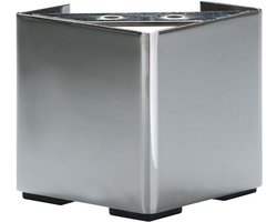 FLE - Stalen meubelpoot chroom vierkant 10 bij 10 cm en hoogte 10 cm (koker 10 x 10 cm)