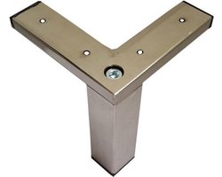 FLE - Stalen meubelpoot rvs look hoek 4 bij 4 cm en hoogte 15 cm
