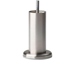 FLE - Stalen meubelpoot rvs look rond ø 4,2 cm en hoogte 12 cm (M8)