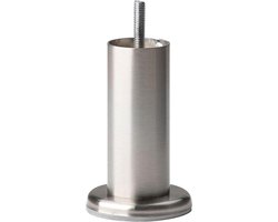 FLE - Stalen meubelpoot rvs look rond ø 4,2 cm en hoogte 14 cm (M8)