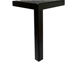 FLE - Stalen meubelpoot zwart hoek 13,5 bij 13,5 cm en hoogte 18 cm (koker 2 x 2 cm)