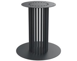 FLE - Stalen tafelonderstel zwart kolom met spijlen en grondplaat Ø 60 cm en hoogte 72 cm