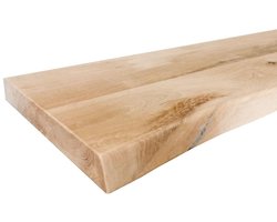 FLE - Wandplank eiken boomstam 80 bij 30 cm van 4 cm dik massief hout met voorkant boomstam rand