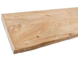 FLE - Wandplank elmwood 80 bij 24,5 cm van 4 cm dik massief iepenhout met boomstam rand