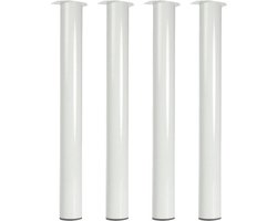 FLE - Witte stalen meubelpoot rond Ø 7,6 cm en hoogte 72 cm - Set van 4 stuks