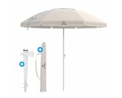 Fleau Goods Luxe Parasol Set 160cm - UV Bescherming - Strand / Tuin - Strandparasol met Grondboor en Draagtas - Inclusief Voet en Hoes - Strandset