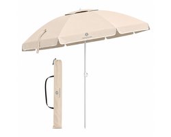 Fleau Goods Strandparasol - Parasol Strand / Tuin - Diameter 180 cm - Verstelbaar - UV Bescherming - Stokparasol - Tuinparasol - Met Draagtas - Beige