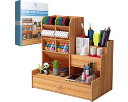 Fleau Home Bureau Organizer met Lade - Pennenhouder - Pennenbakje Hout/Fineer - Pennenbak - Desk Organiser