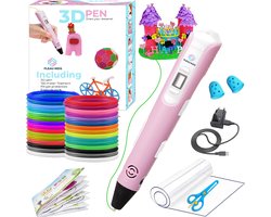 Fleau Kids 3D Pen Starterspakket Roze XXL - 150m Filament - 30 Kleuren Vullingen - 2025 USB-C model + Vele Extra's - Knutselen en Tekenen - 3D Printen - Tekenset