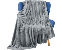 Fleece Deken [130x150 cm, AsGrijs] Deken voor Bedden, Banken, Stoelen en Banken n- 300 GSM Warme, Zachte en Dikke Deken voor Alle Seizoenen