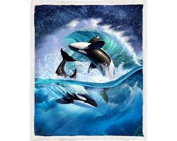 Fleece Deken 150*200cm Orca Wave Orka