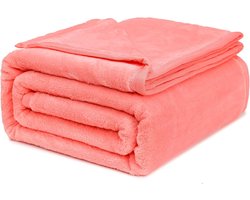 Fleece deken, eenpersoons, 380 g/m², superzachte banksprei, grote plaid voor bank, flanellen pluizige deken voor bed en bank, reizen, roze, 130 x 160 cm