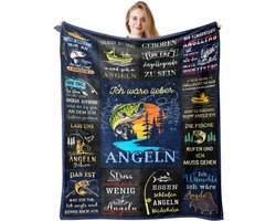 Fleece Deken - Met Vissen Thema - Voor Mannen - 150x130 CM